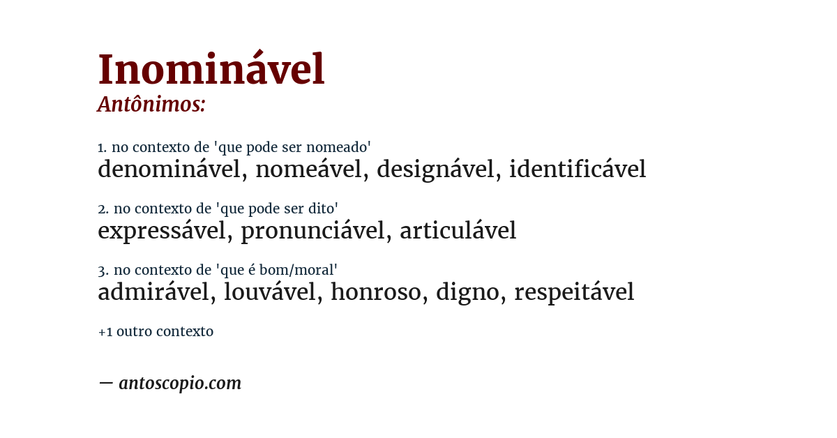 Antônimo de inominável