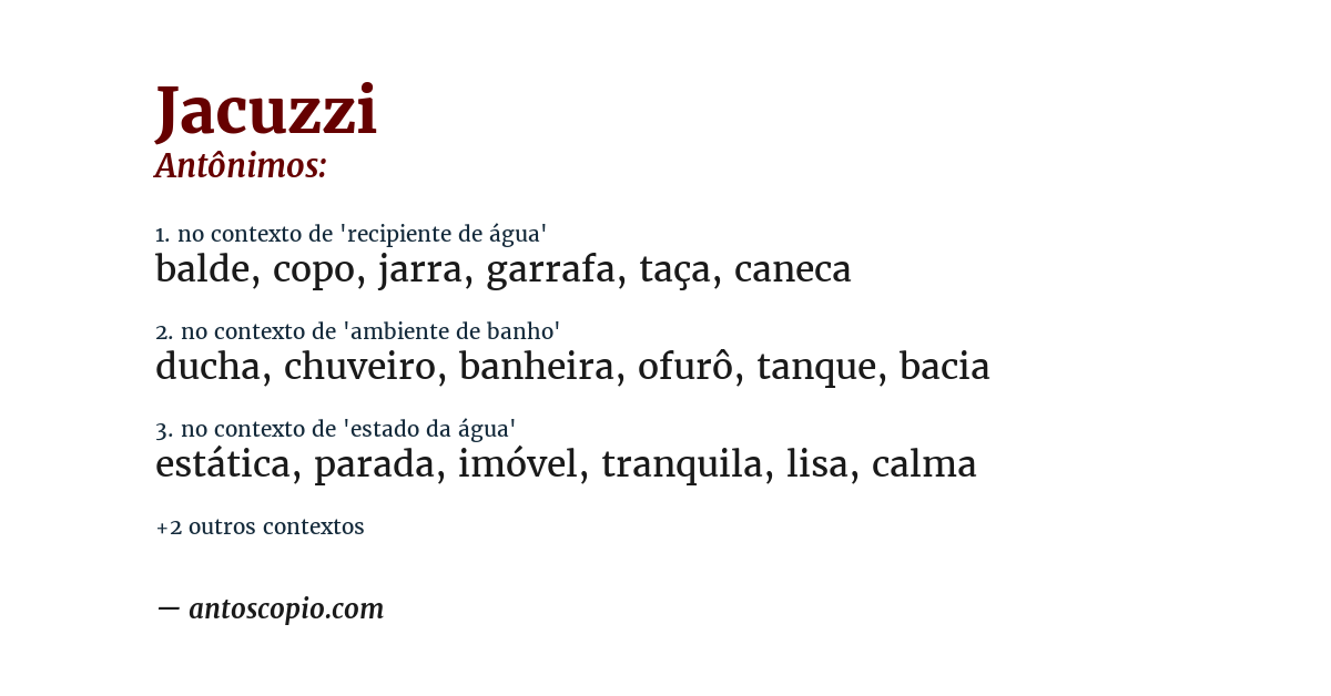 Antônimo de jacuzzi