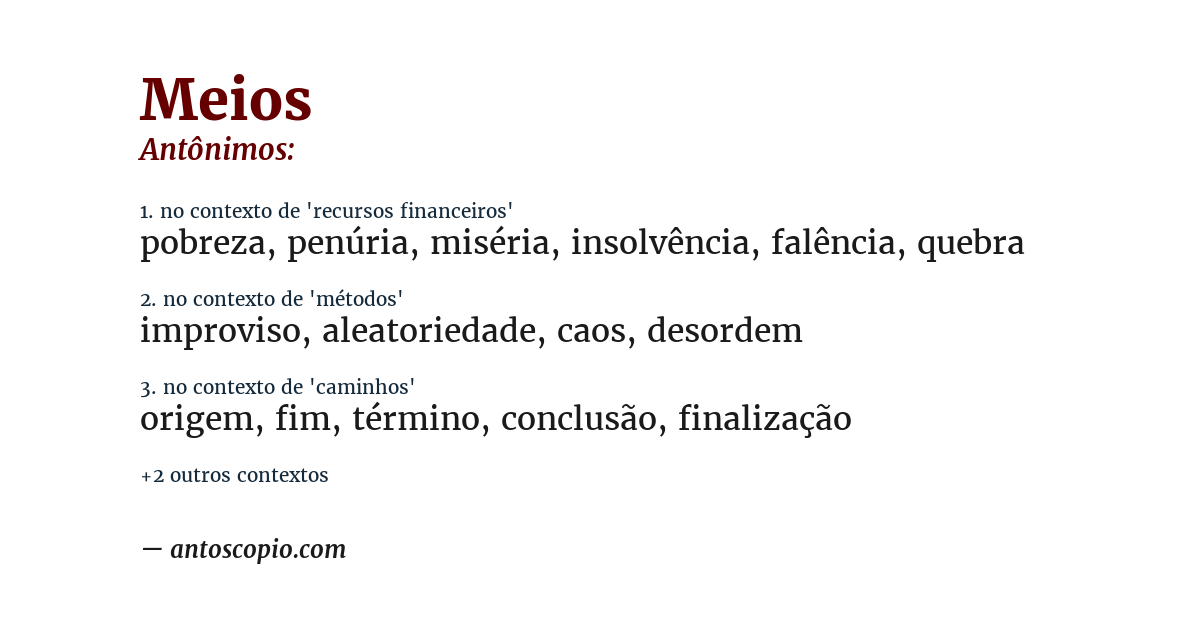 Antônimo de meios