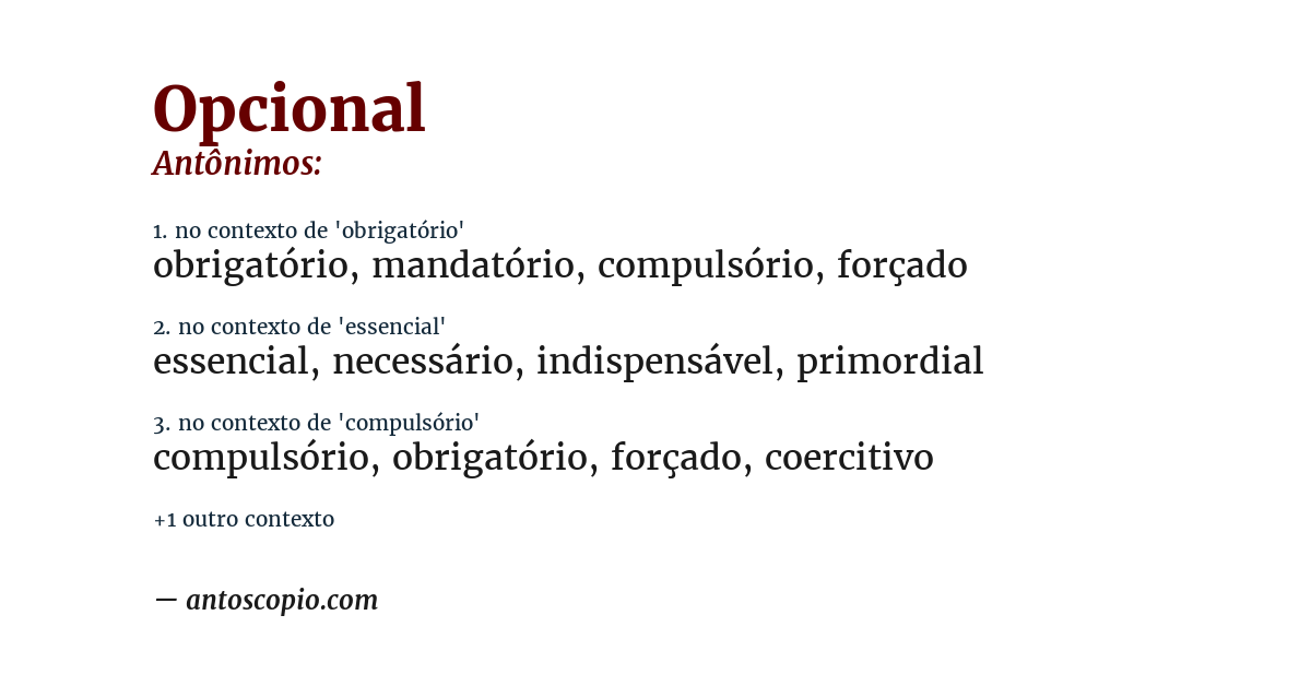Antônimo de opcional