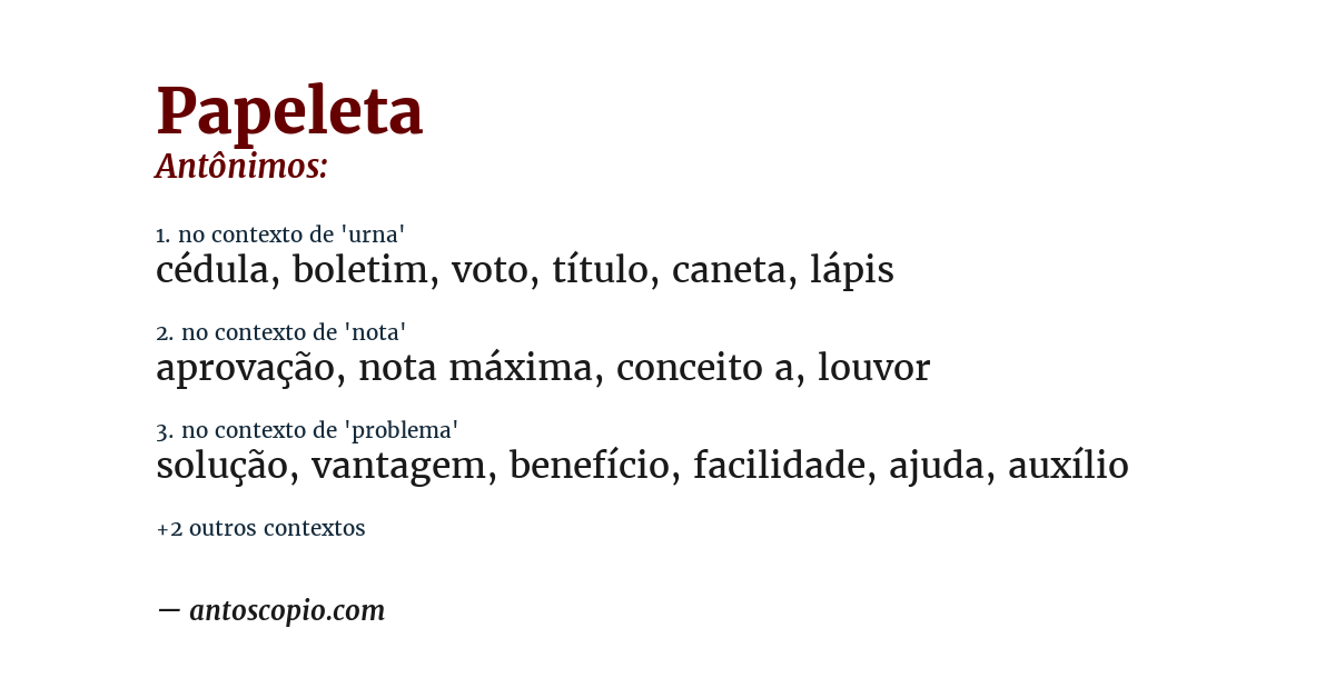Antônimo de papeleta
