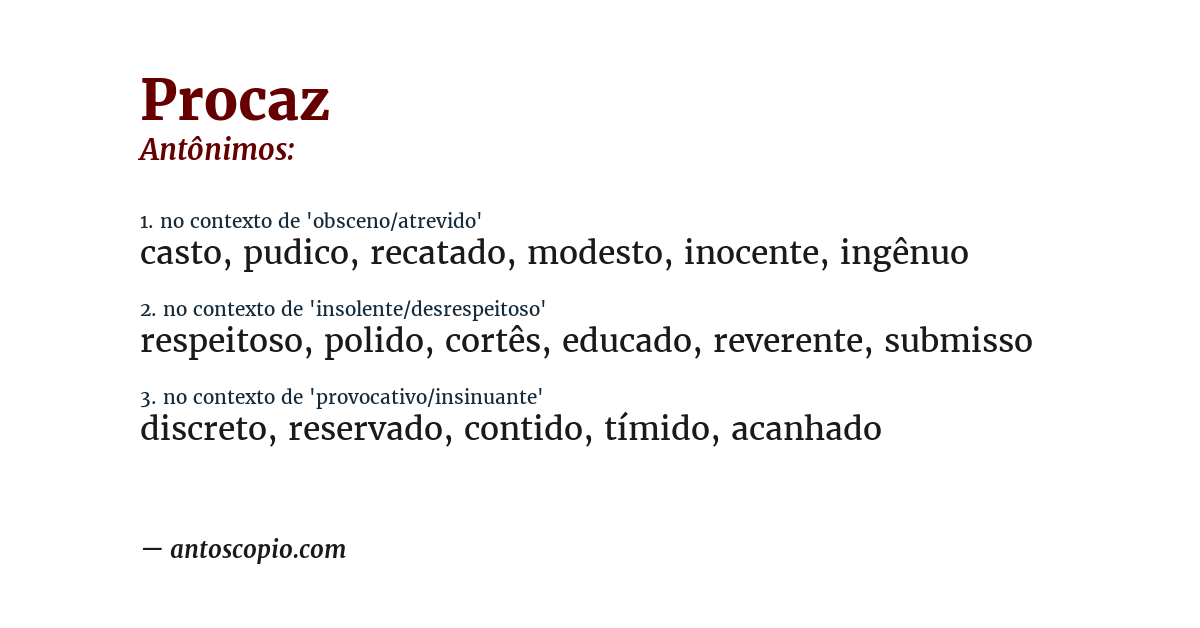 Antônimo de procaz