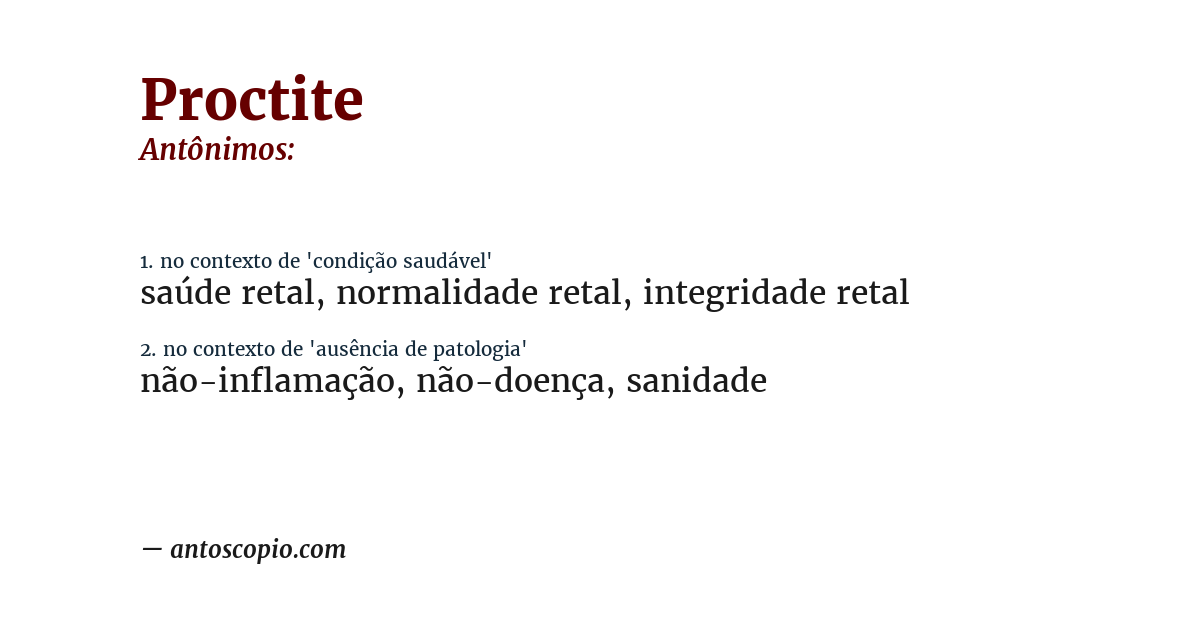Antônimo de proctite