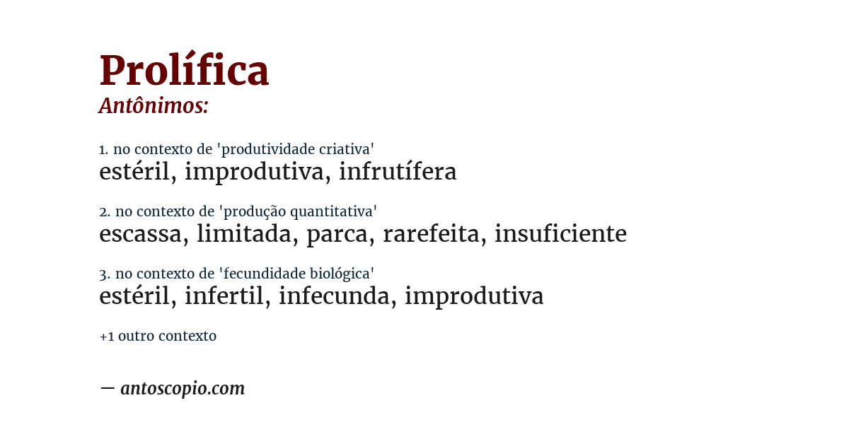 Antônimo de prolífica