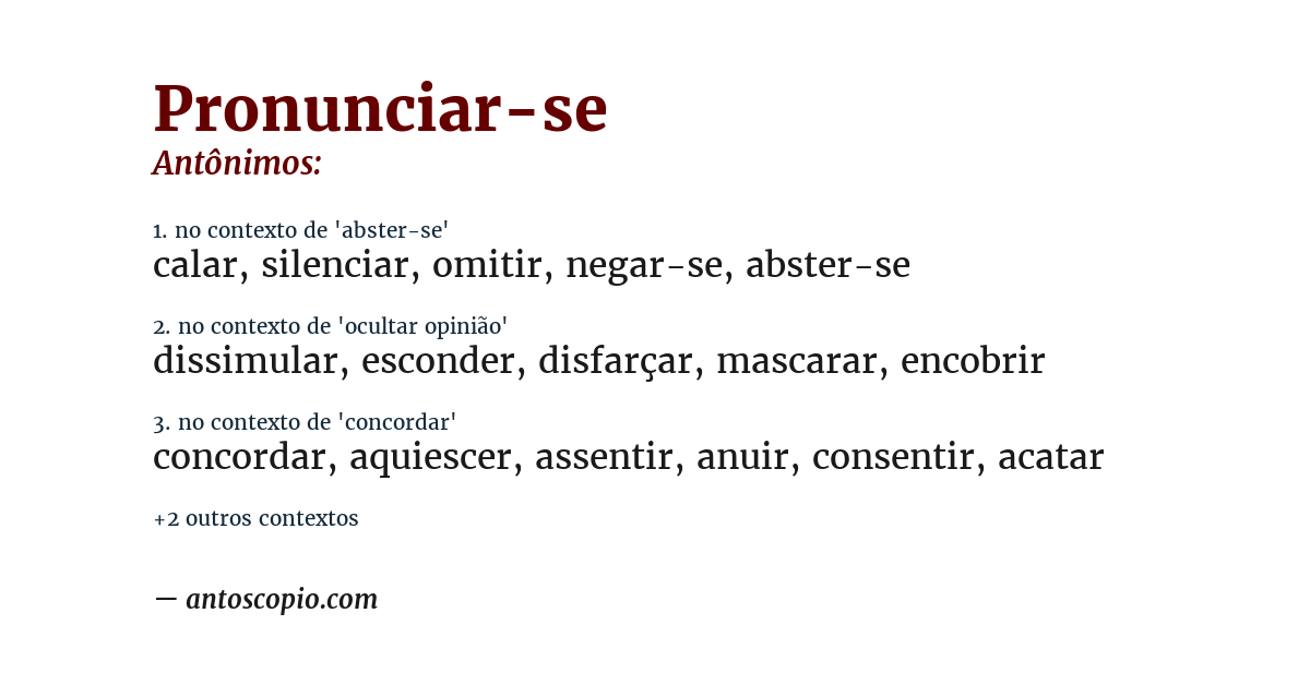 Antônimo de pronunciar-se