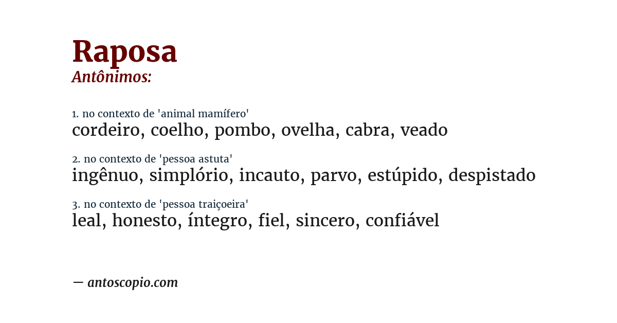Antônimo de raposa