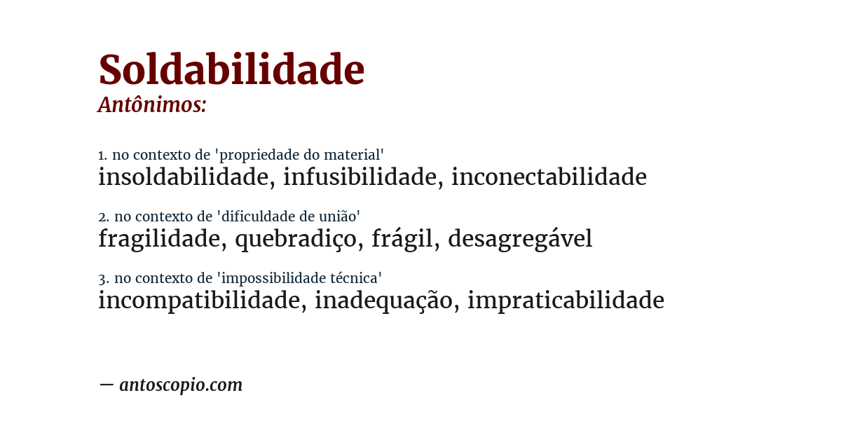 Antônimo de soldabilidade