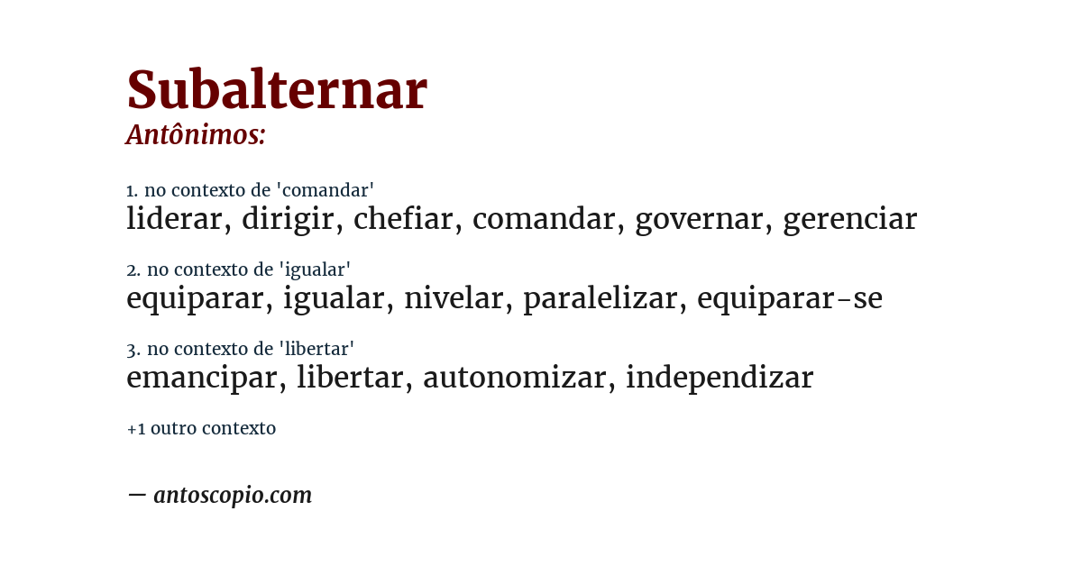 Antônimo de subalternar