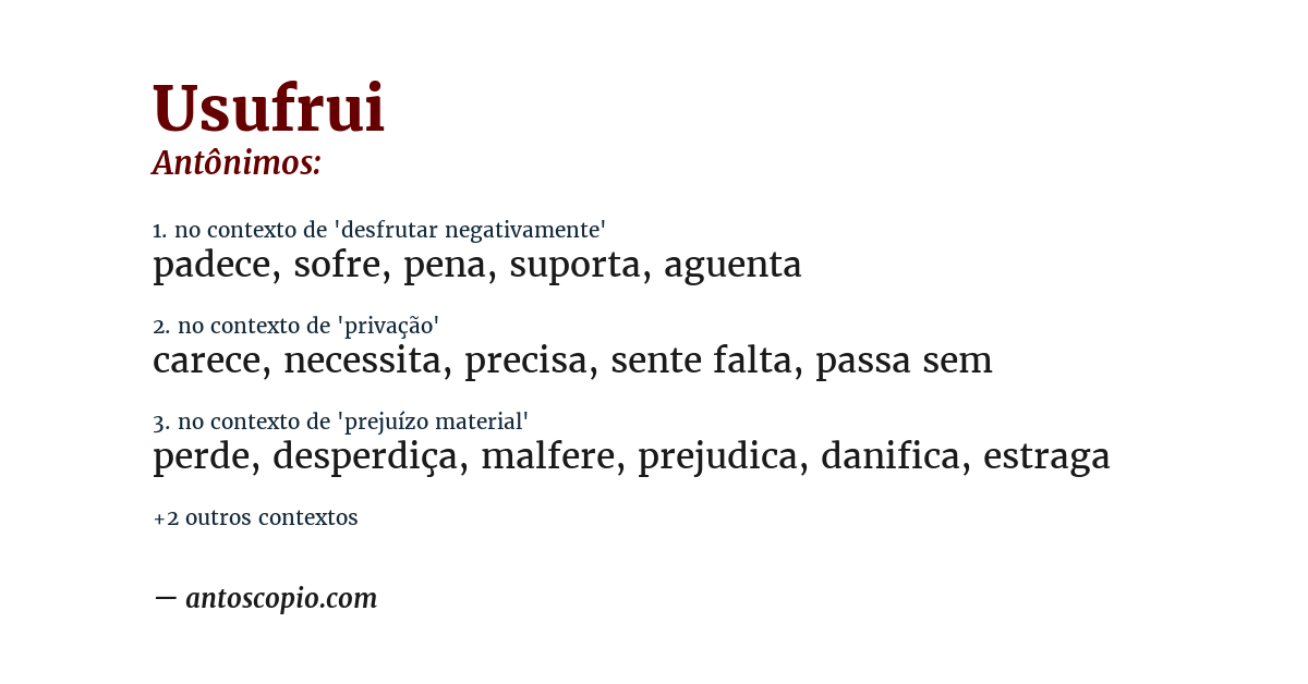 Antônimo de usufrui