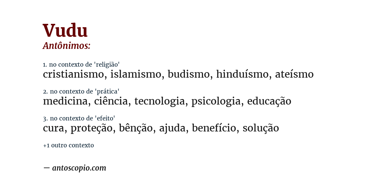 Antônimo de vudu