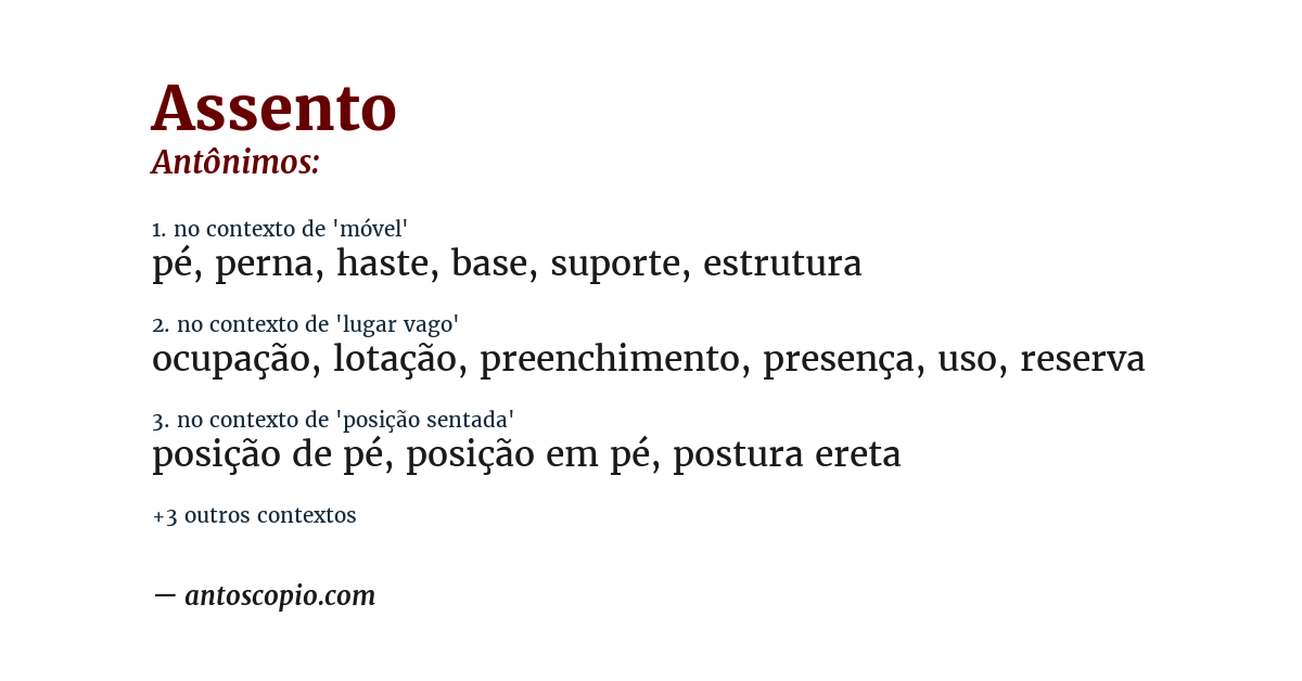 Antônimo de assento