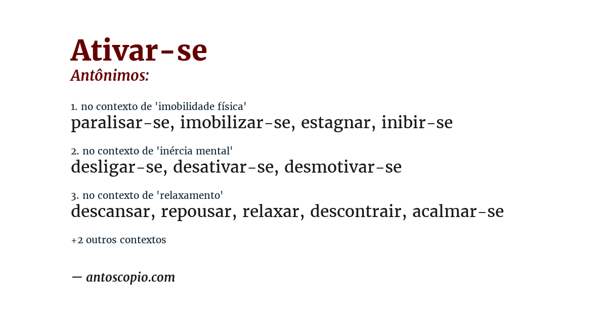 Antônimo de ativar-se