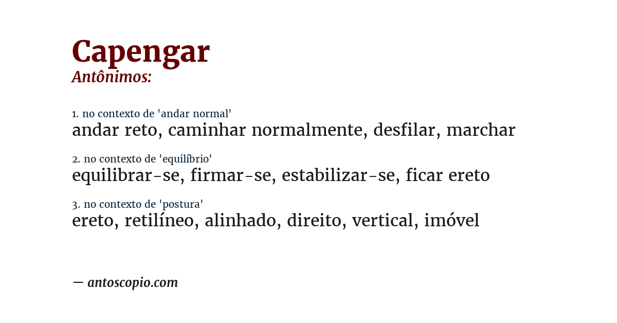 Antônimo de capengar