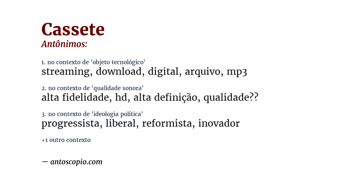 Antônimo de cassete