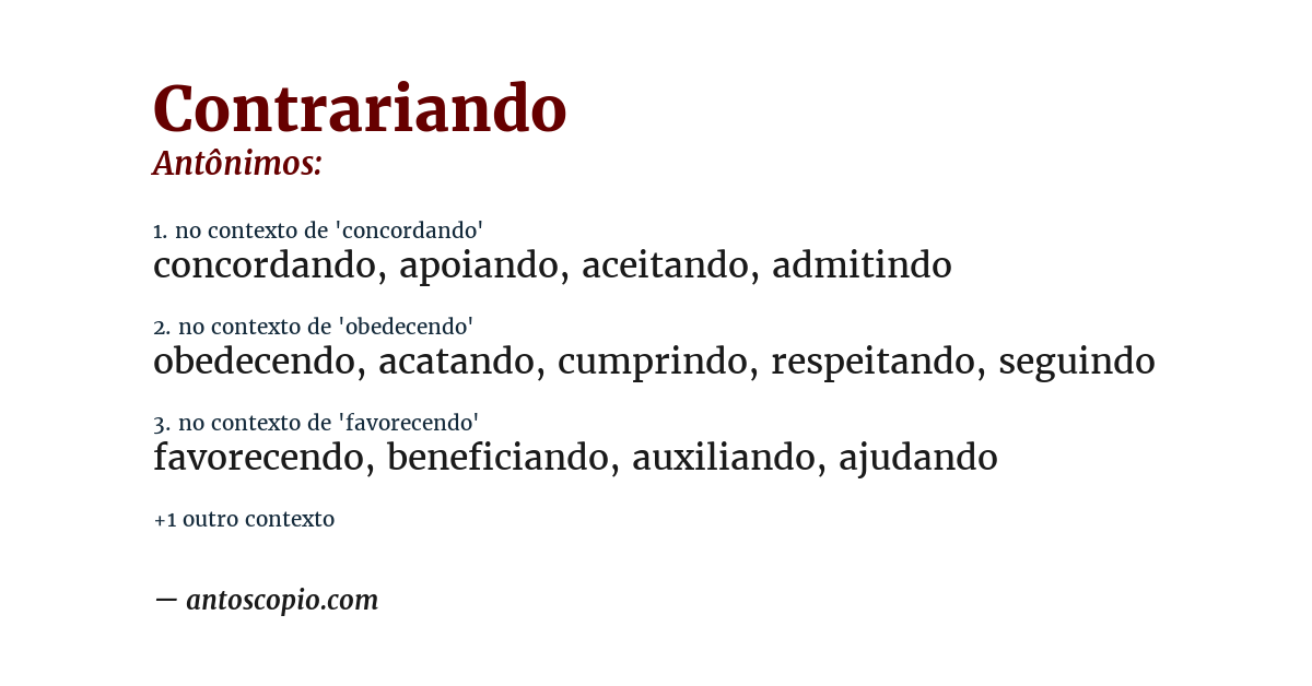 Antônimo de contrariando
