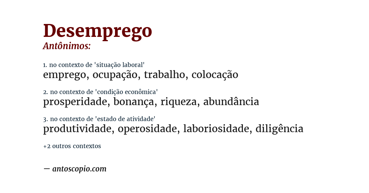 Antônimo de desemprego