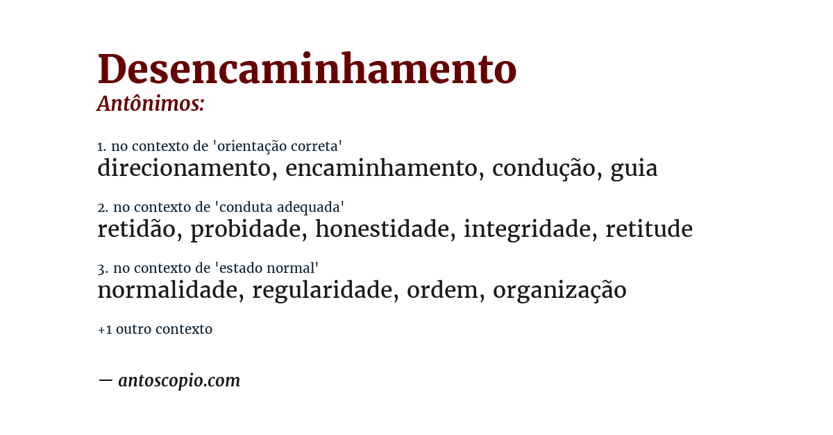 Antônimo de desencaminhamento
