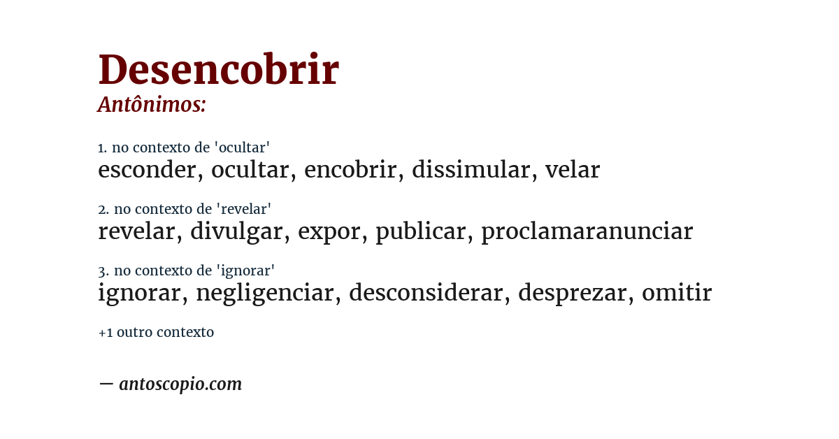 Antônimo de desencobrir