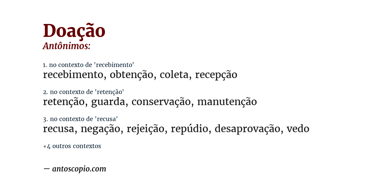 Antônimo de doação