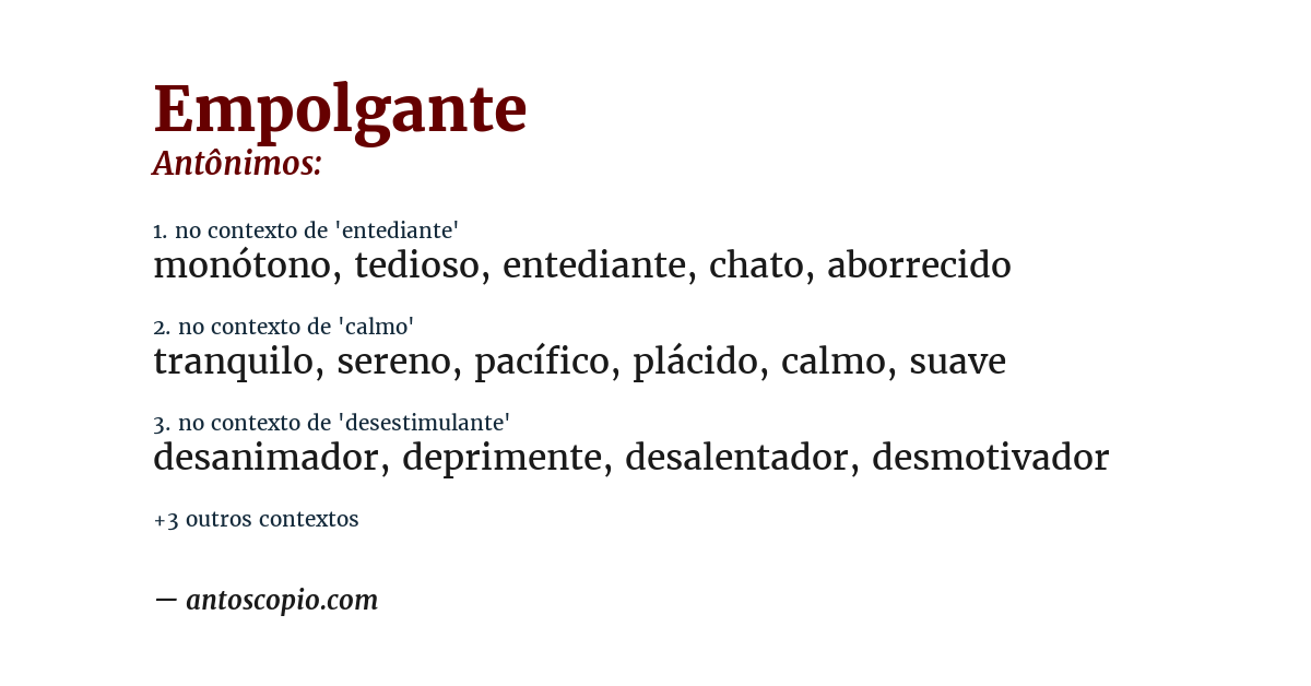 Antônimo de empolgante