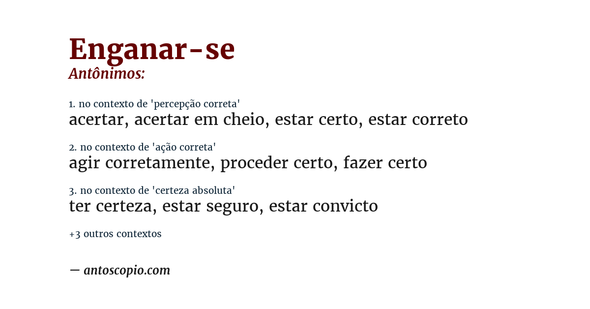 Antônimo de enganar-se