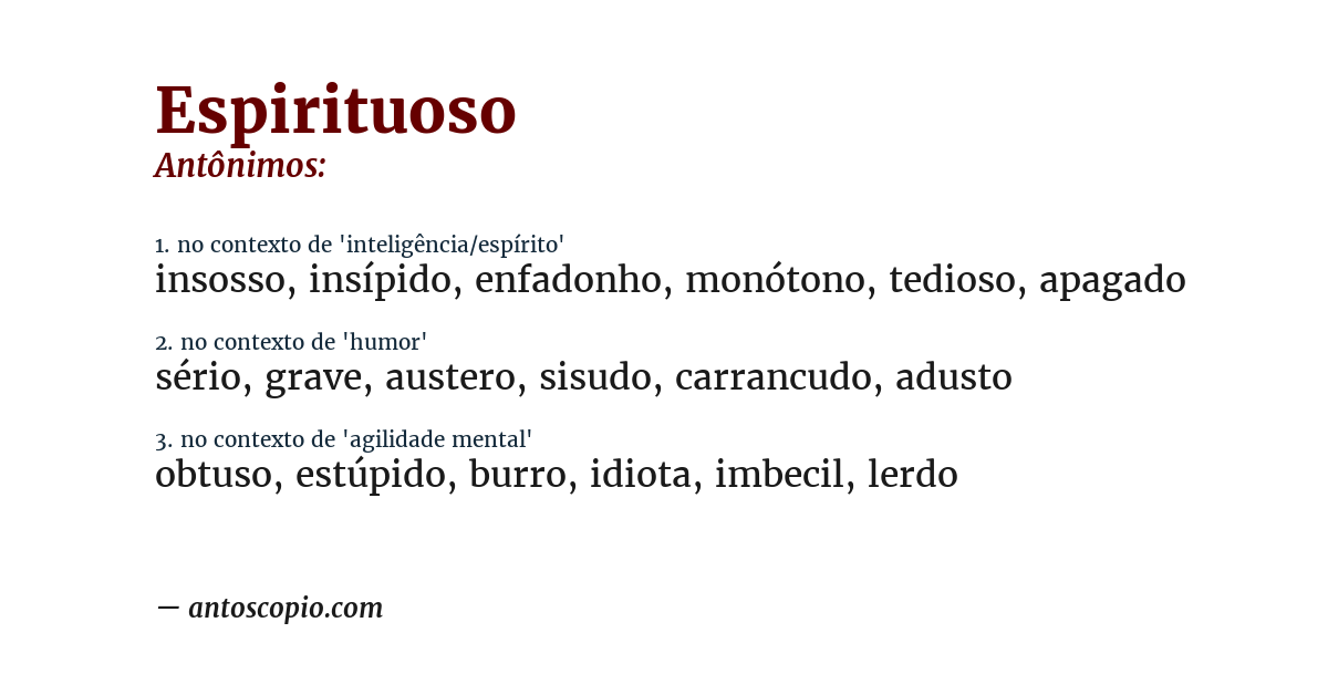 Antônimo de espirituoso
