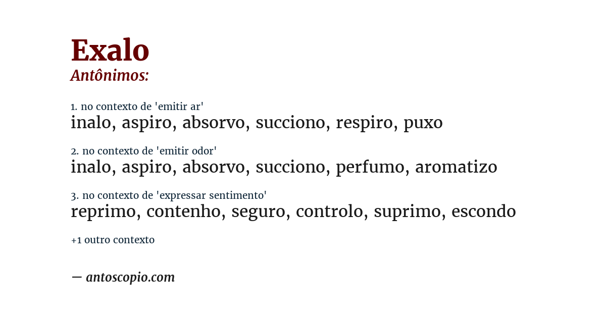 Antônimo de exalo