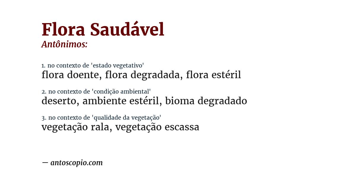 Antônimo de flora saudável