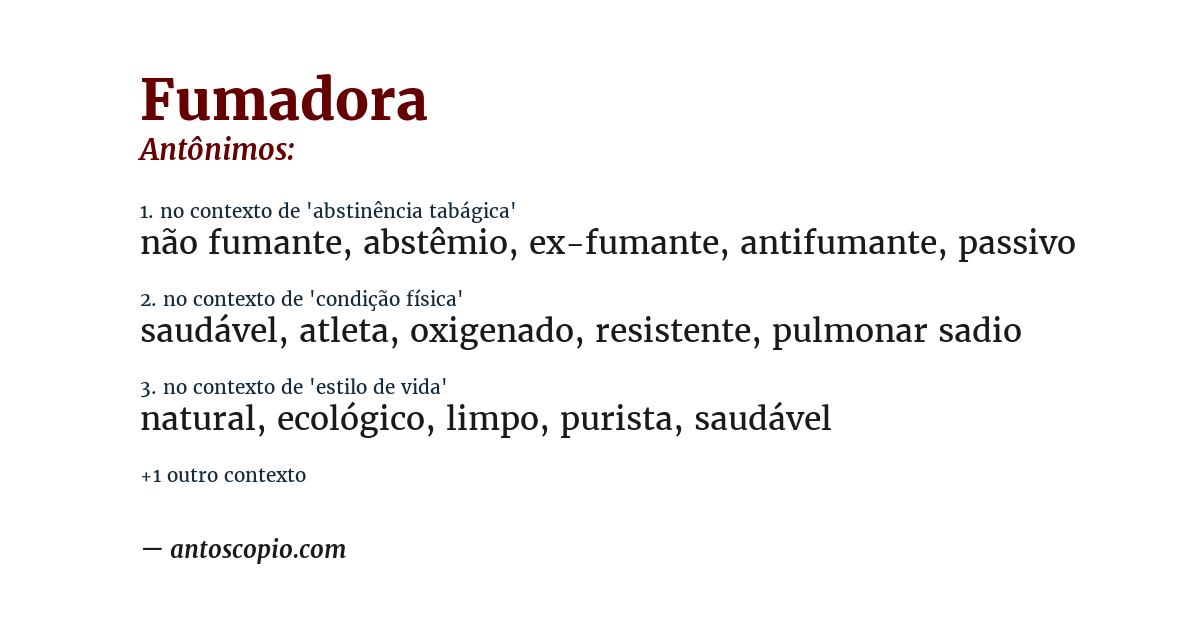 Antônimo de fumadora