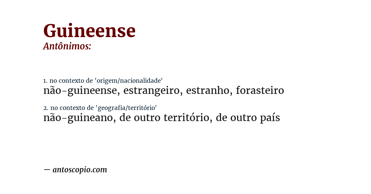 Antônimo de guineense