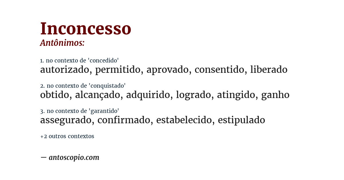 Antônimo de inconcesso