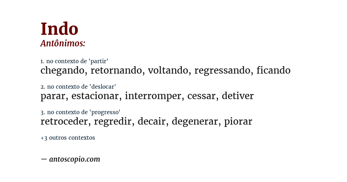 Antônimo de indo