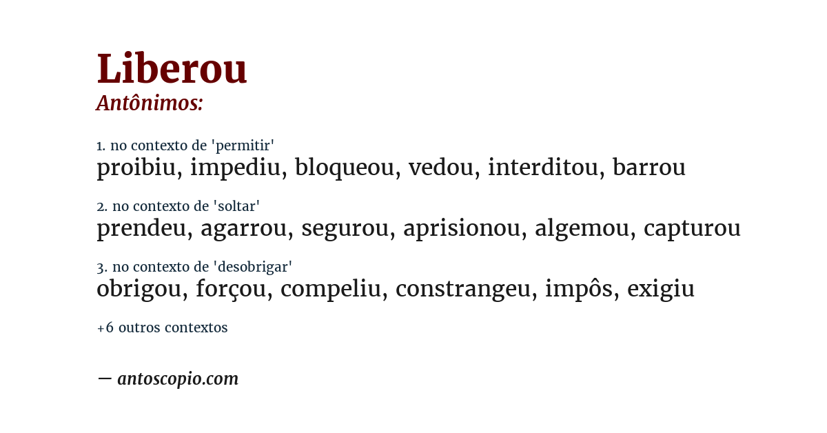 Antônimo de liberou