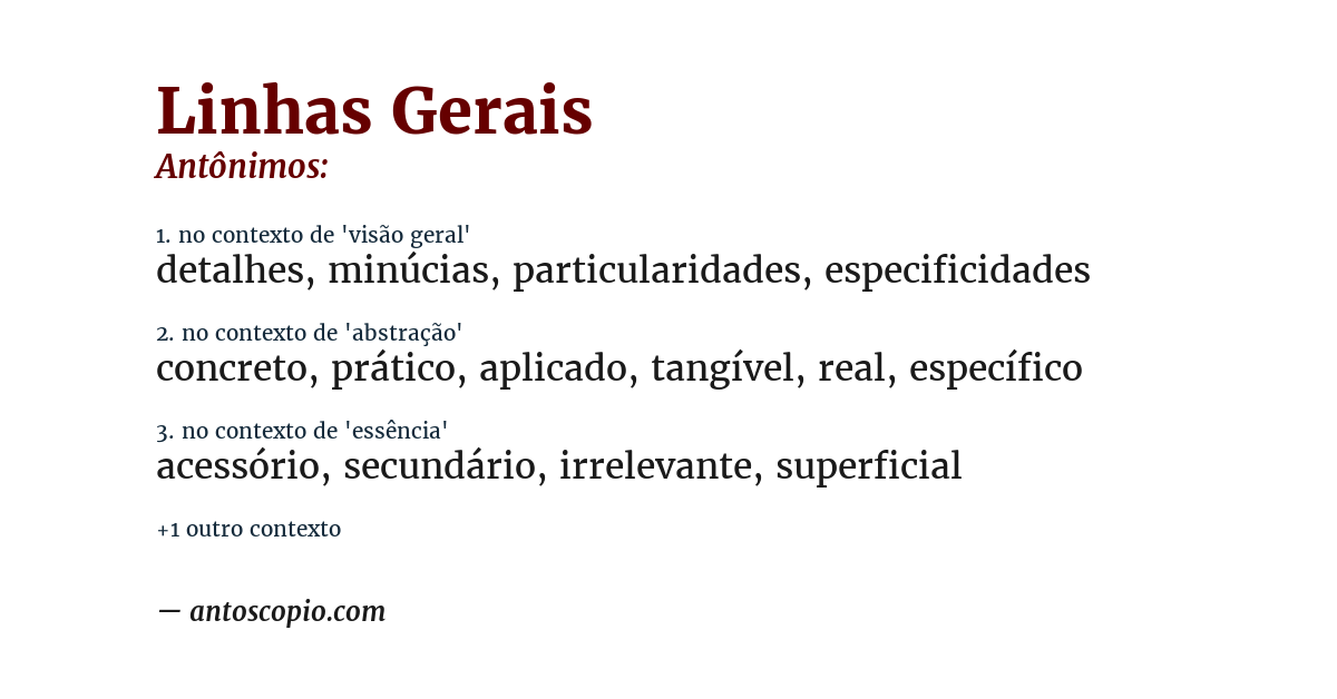 Antônimo de linhas gerais