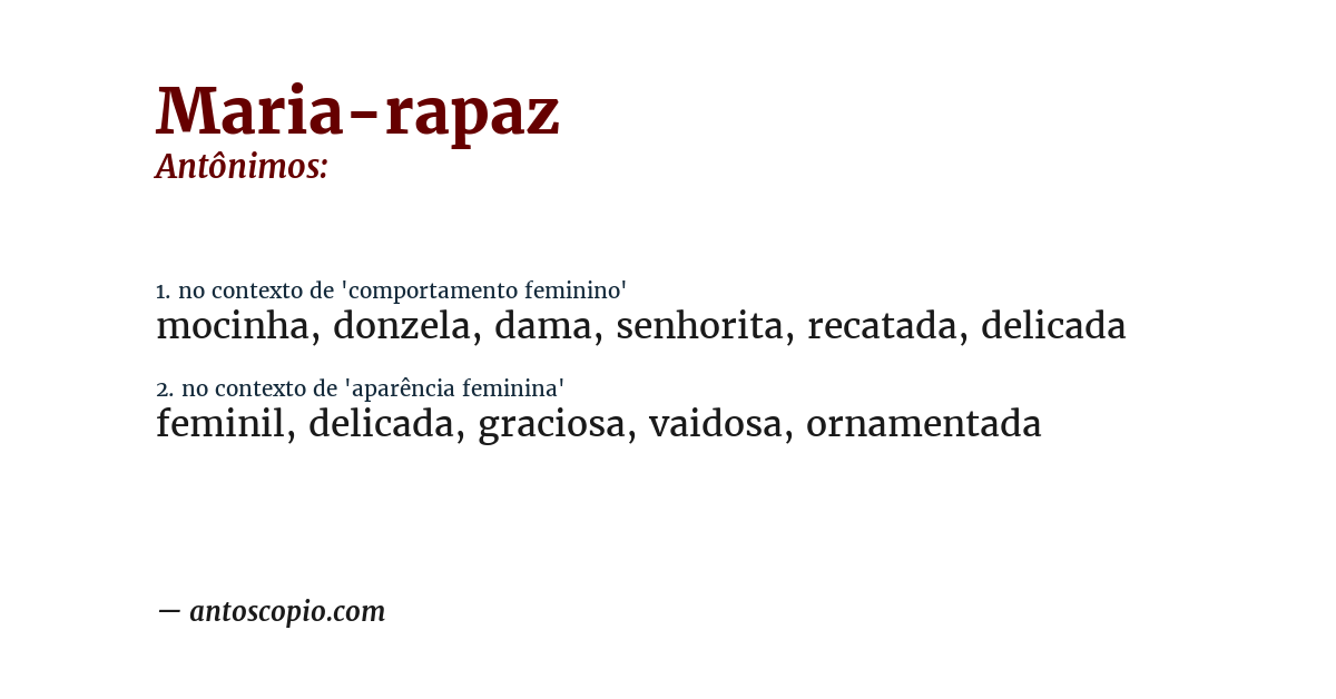 Antônimo de maria-rapaz
