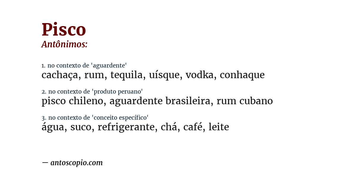 Antônimo de pisco