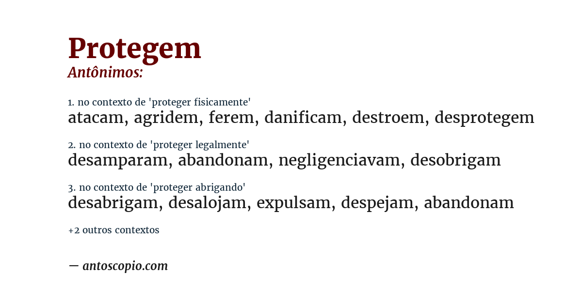 Antônimo de protegem