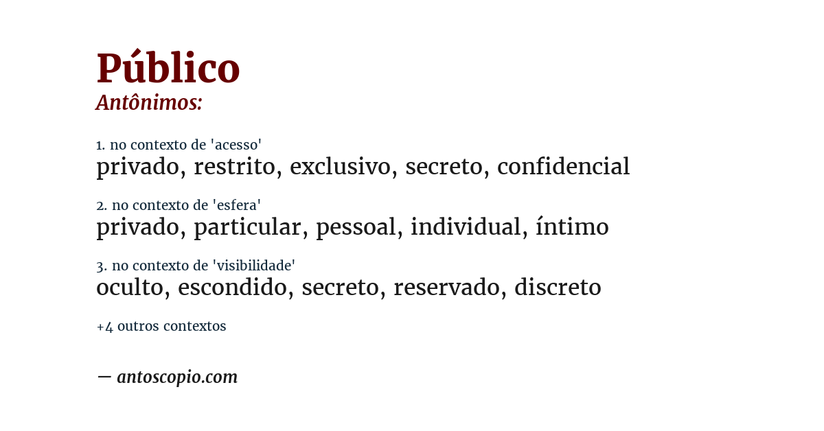 Antônimo de público