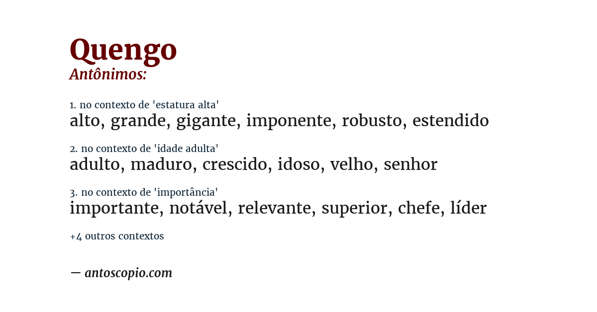 Antônimo de quengo
