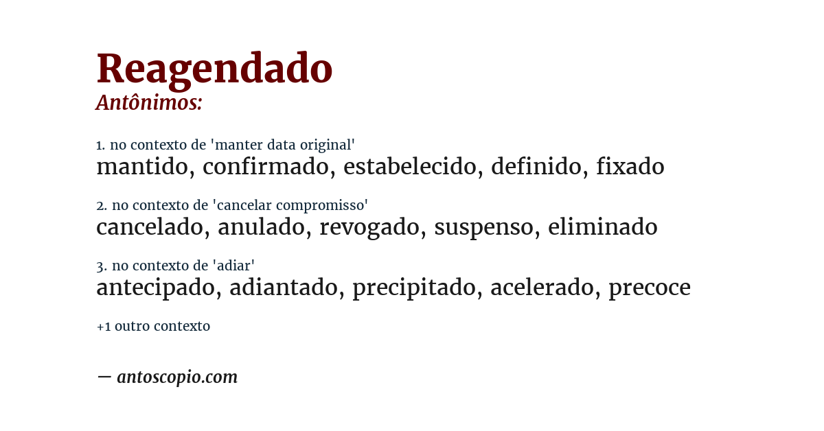 Antônimo de reagendado