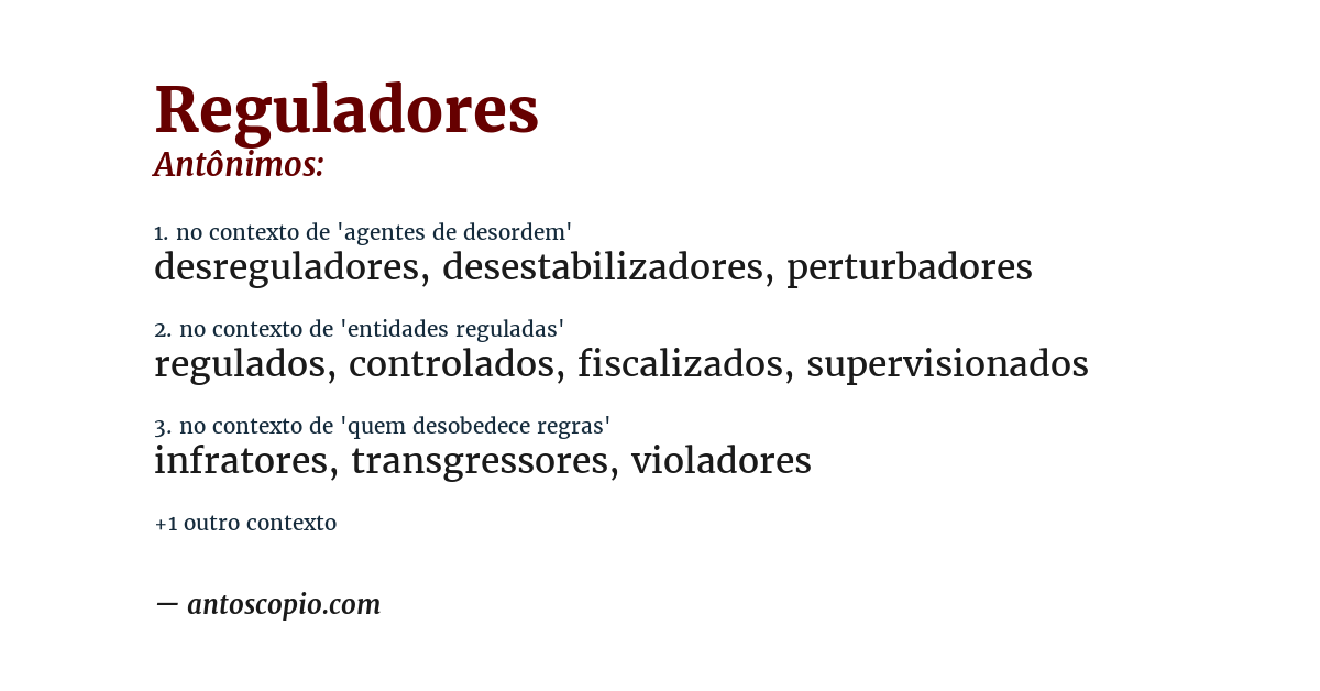 Antônimo de reguladores