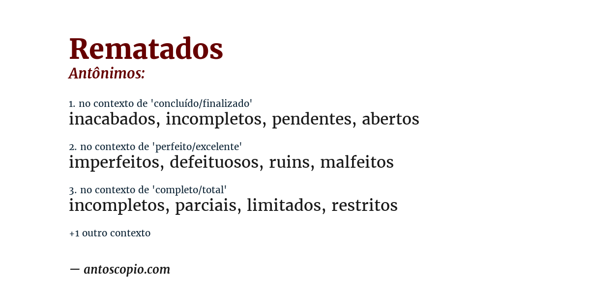 Antônimo de rematados