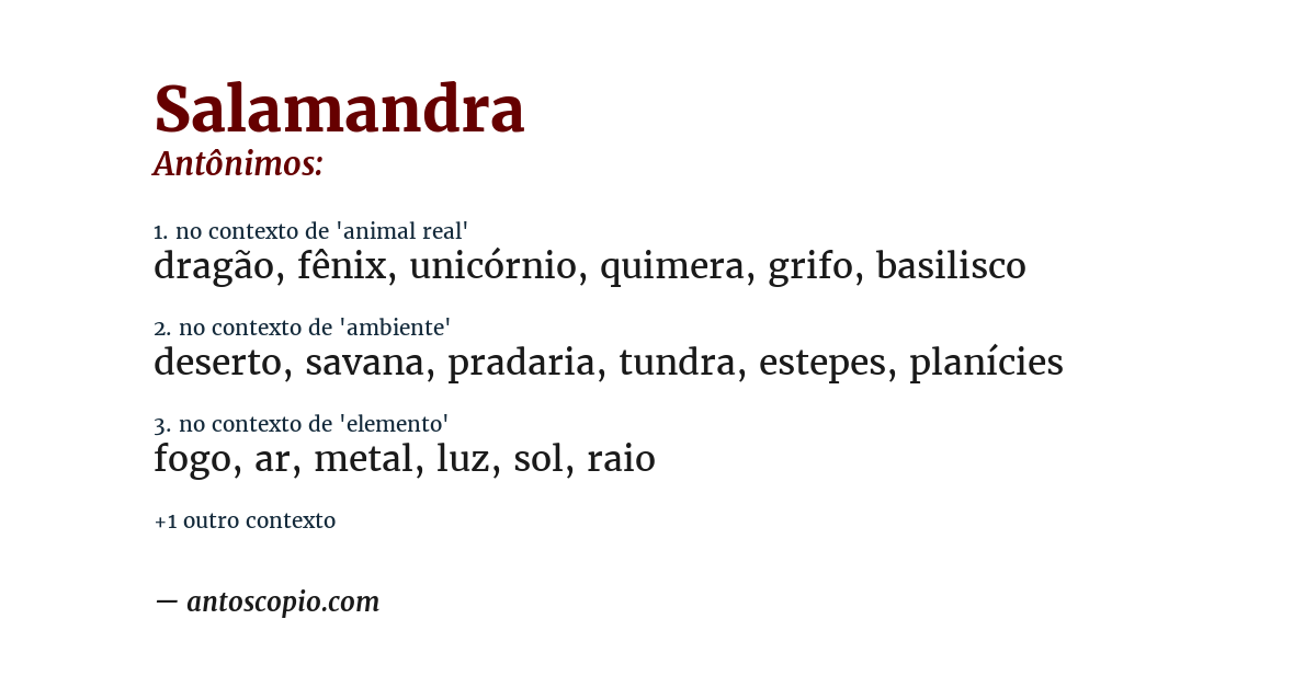 Antônimo de salamandra