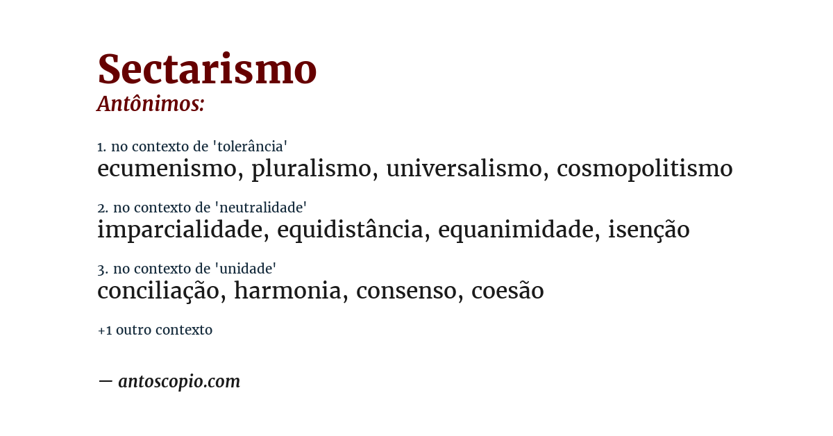 Antônimo de sectarismo