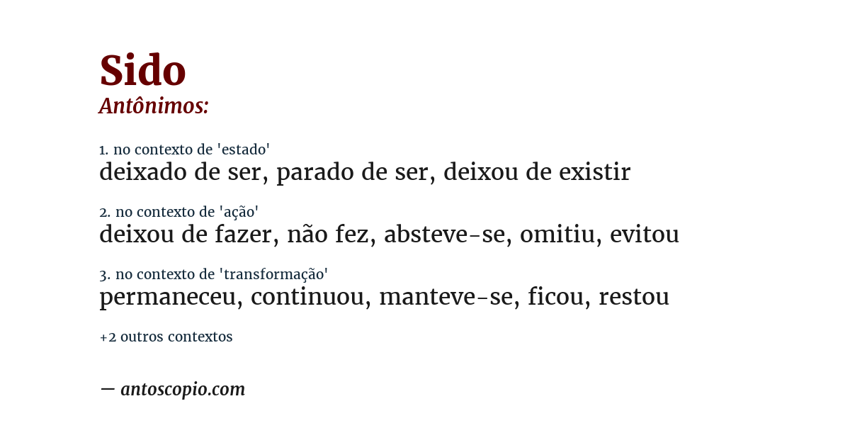 Antônimo de sido