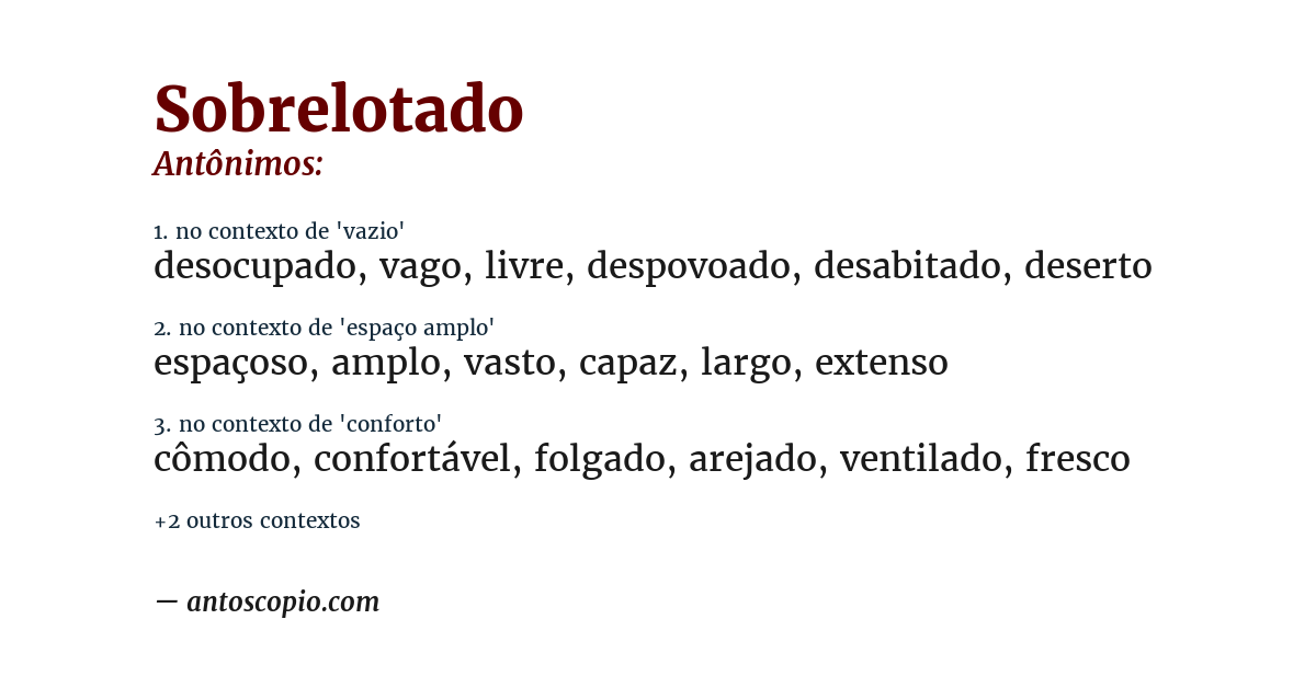 Antônimo de sobrelotado