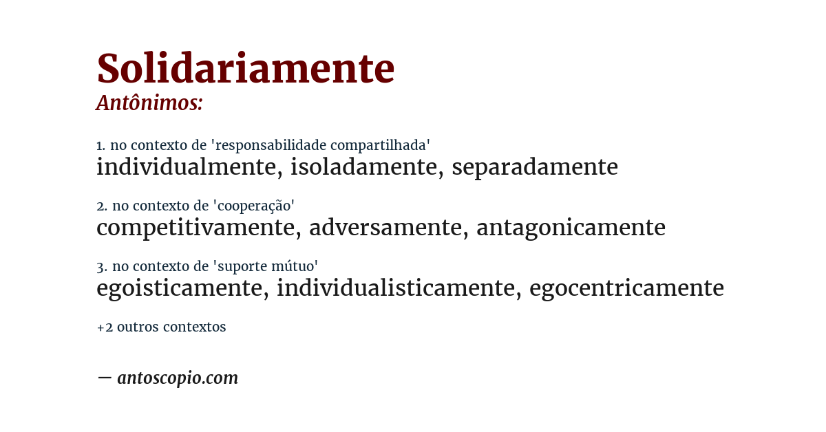 Antônimo de solidariamente