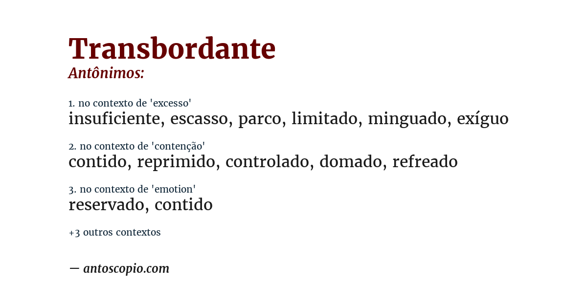 Antônimo de transbordante