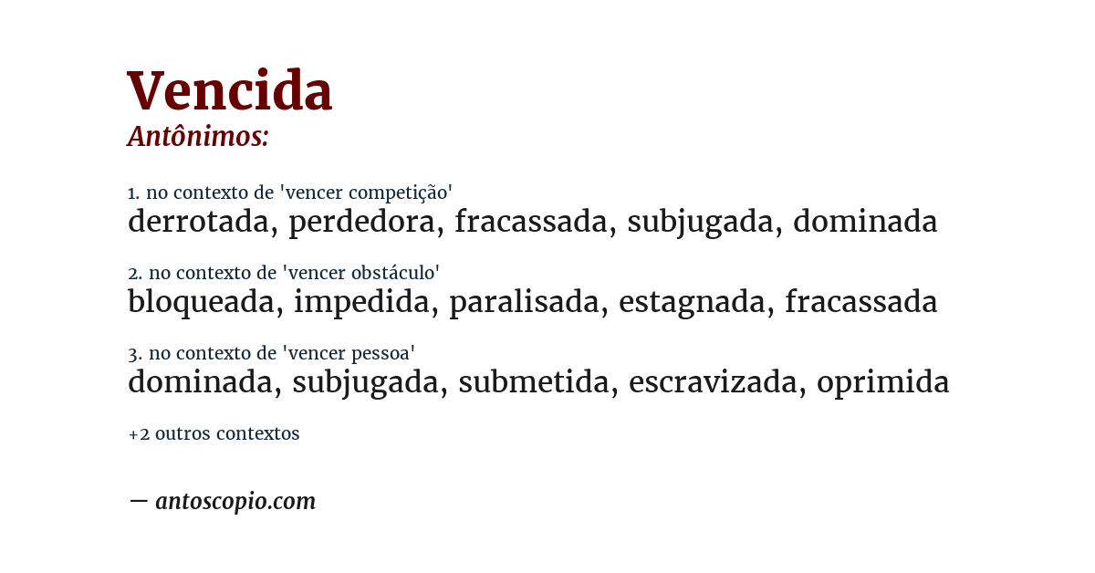 Antônimo de vencida