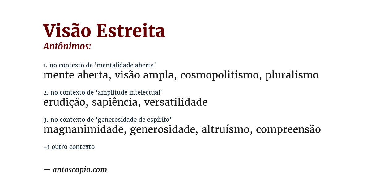 Antônimo de visão estreita